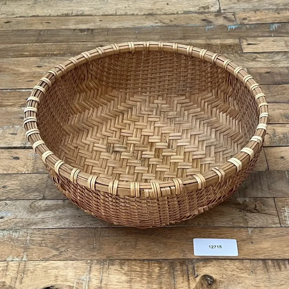 Vintage Hand Woven Round Bottom Wicker Winnowing Basket 11